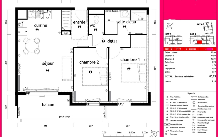 Appartement P3   LE BARP  61 m2 248 000 € 